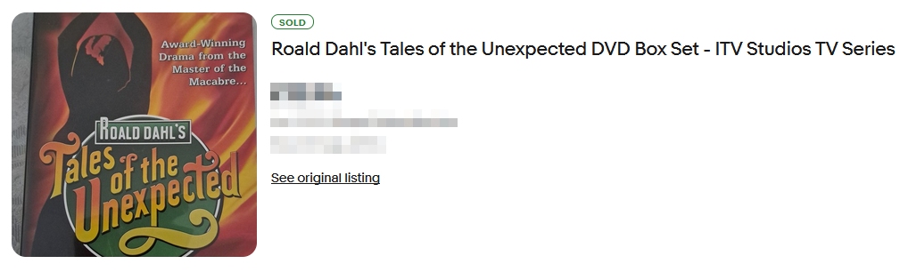 eBay sold listing for Tales of the Unexpected
