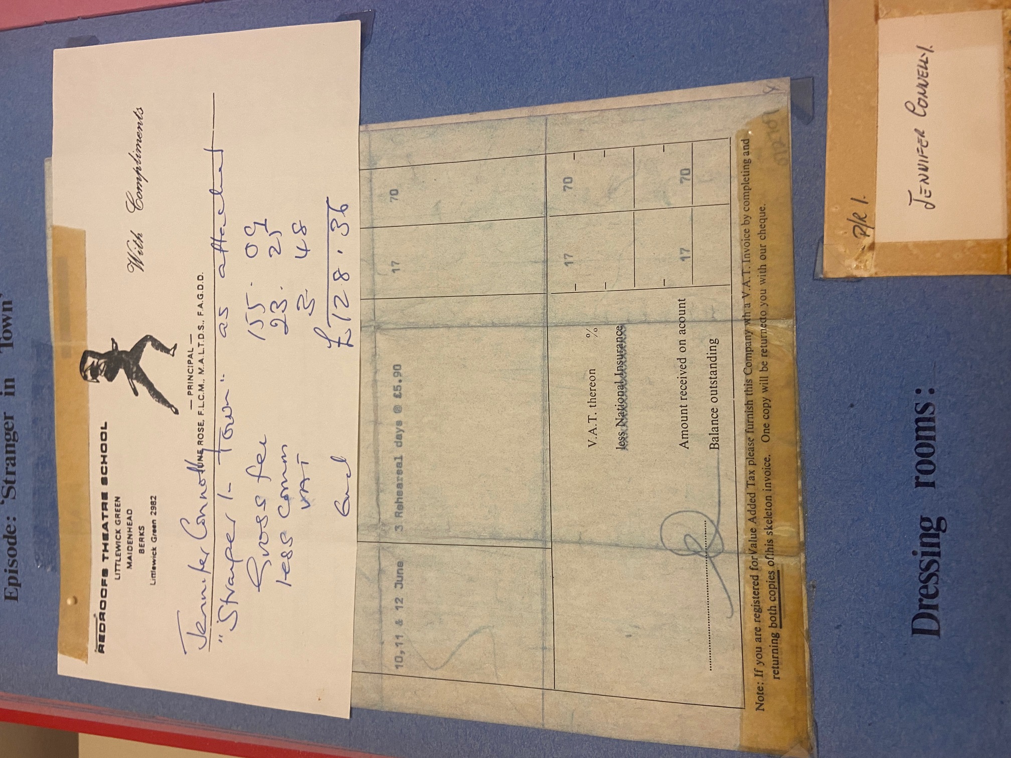 Redroofs Theatre School receipt